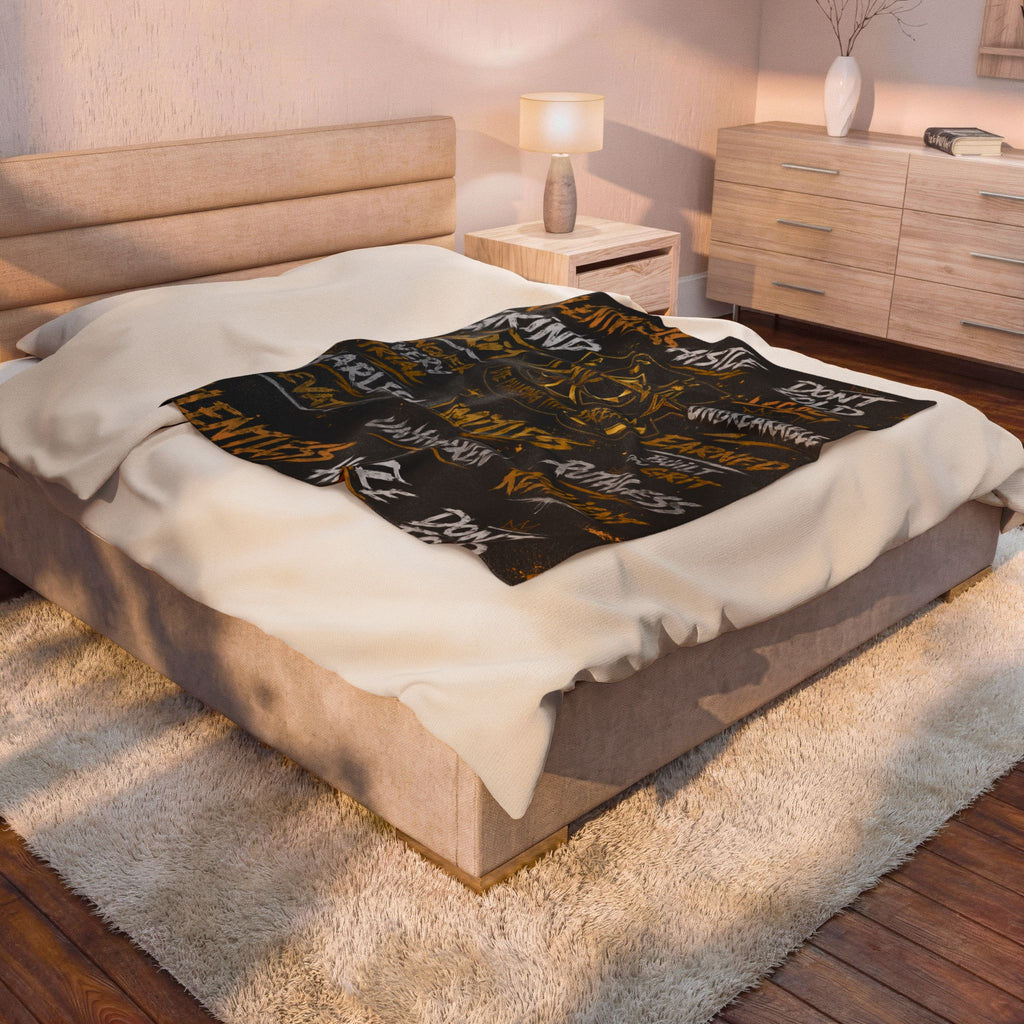 Motivational 'Relentless Hustle' Velveteen Plush Blanket — Inspirational Sports & Gym Throw