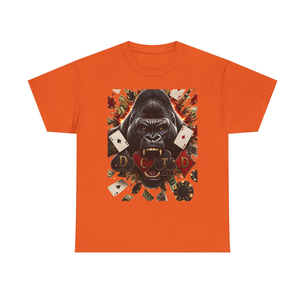 Gorilla Ace Graphic Tee — Playing Cards & Wild King Design
