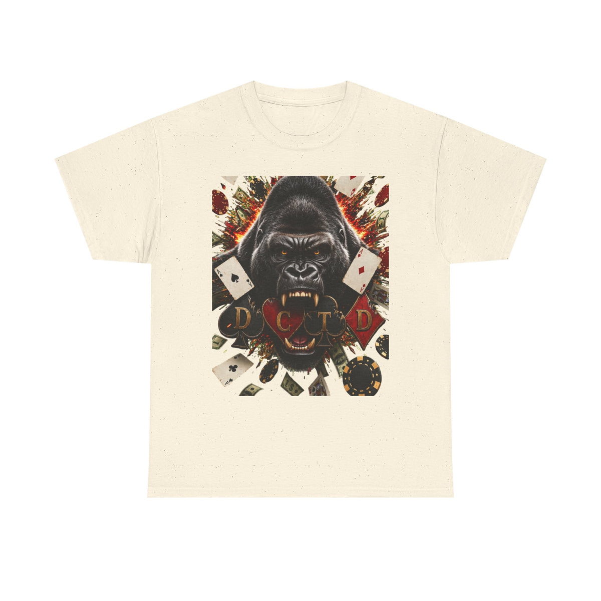 Gorilla Ace Graphic Tee — Playing Cards & Wild King Design