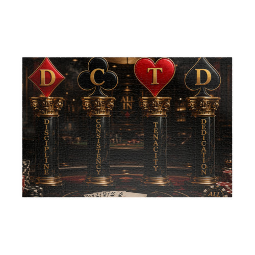 All In Playing Card Motif Puzzle — Discipline, Consistency, Tenacity, Dedication (520–1014 pcs)