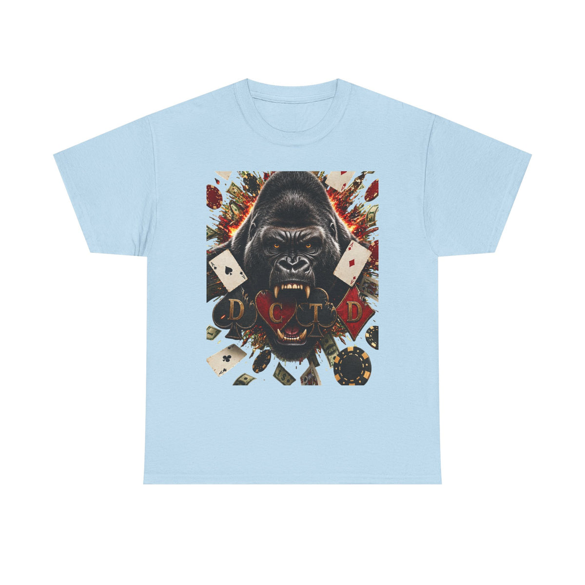 Gorilla Ace Graphic Tee — Playing Cards & Wild King Design