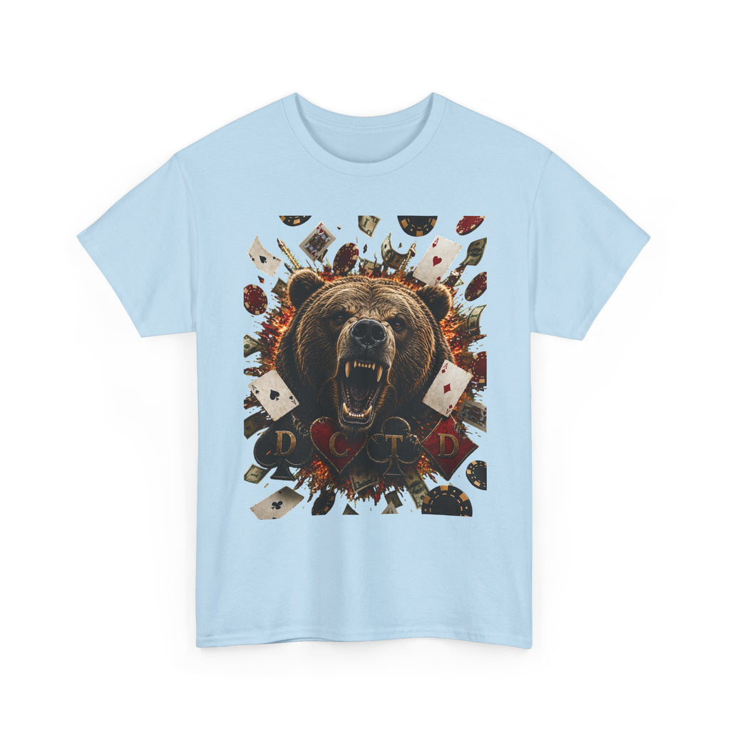 Bear Poker Tee — Roaring Bear with Playing Cards Graphic T-Shirt
