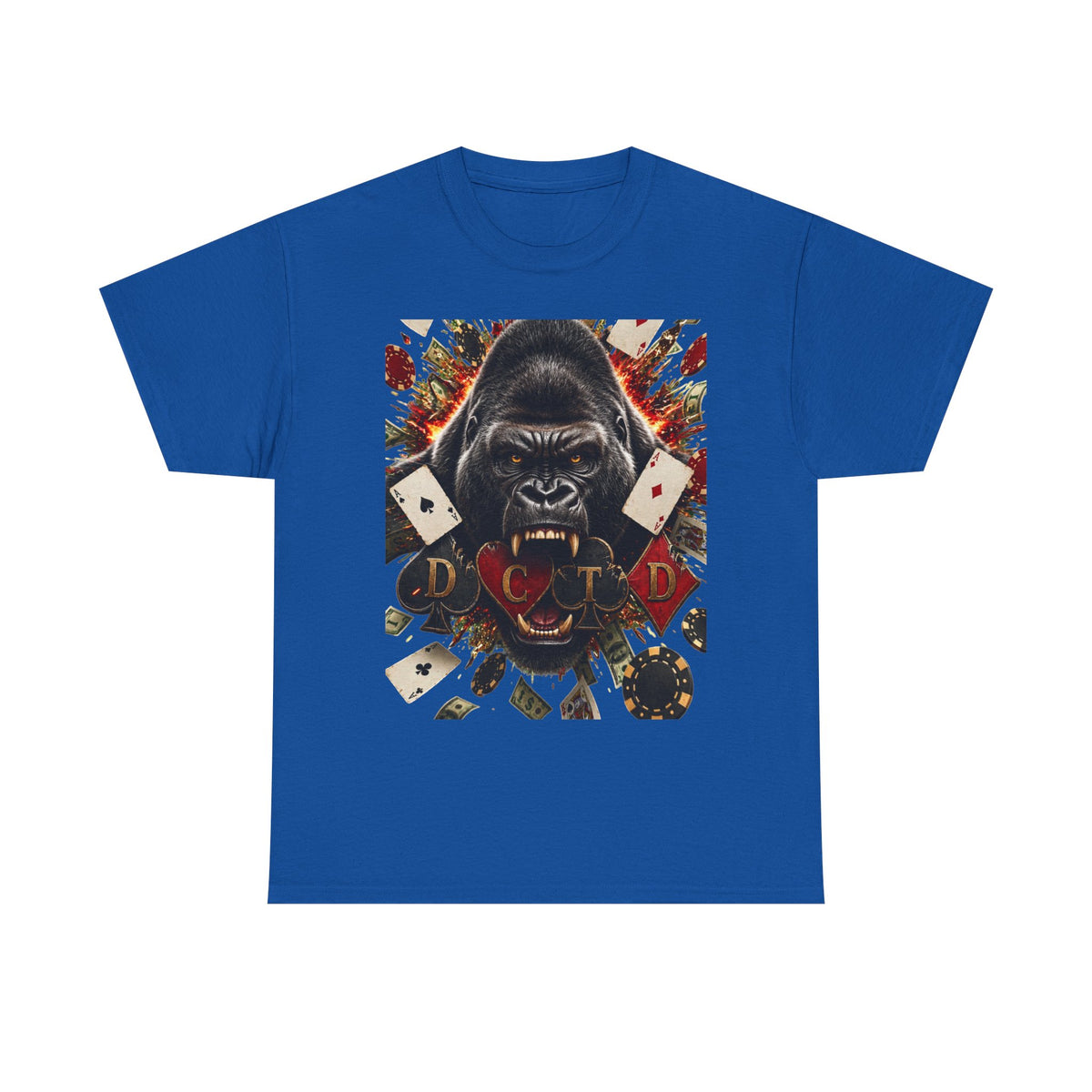 Gorilla Ace Graphic Tee — Playing Cards & Wild King Design