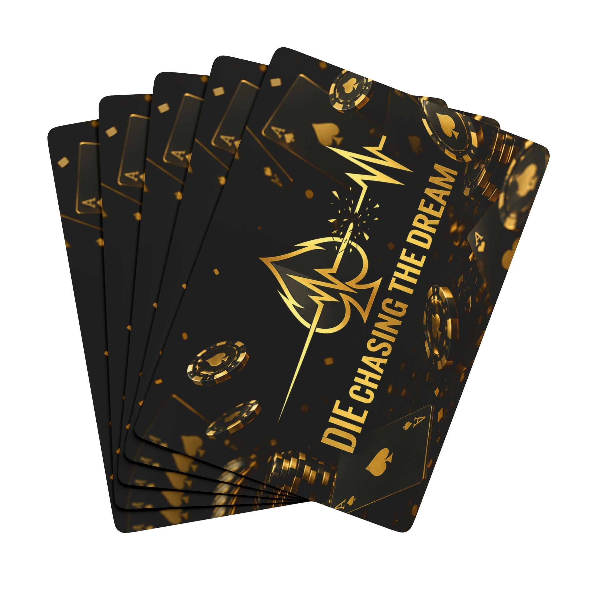 Poker Playing Cards — 'Die Chasing the Dream' Luxury Gold-Black Deck