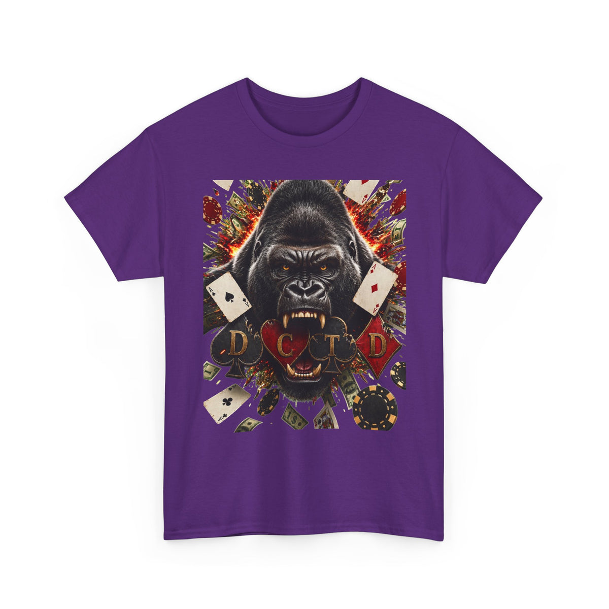 Gorilla Ace Graphic Tee — Playing Cards & Wild King Design