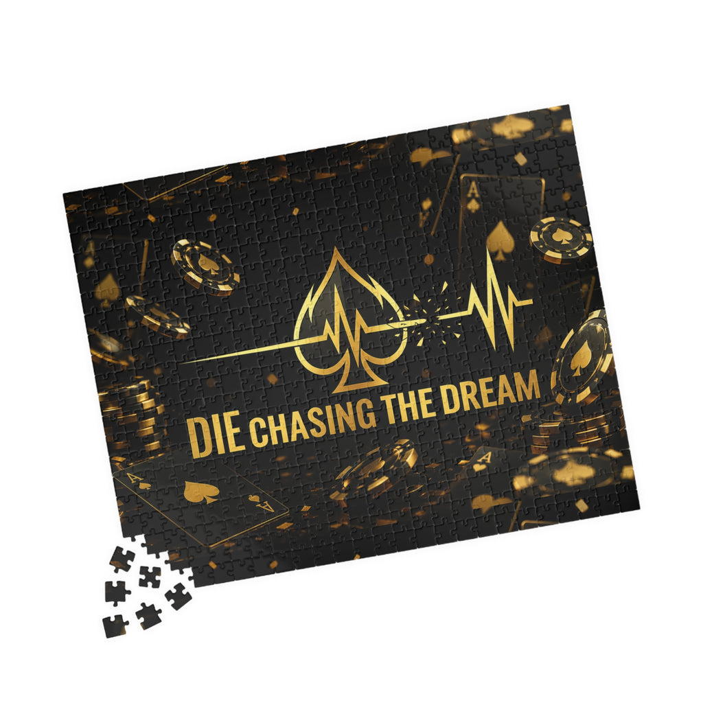 Die Chasing The Dream Poker Puzzle — Gold Spade Card Game Jigsaw (110–1014 pcs)