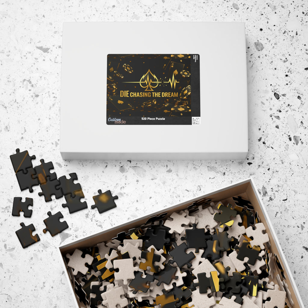 Die Chasing The Dream Poker Puzzle — Gold Spade Card Game Jigsaw (110–1014 pcs)