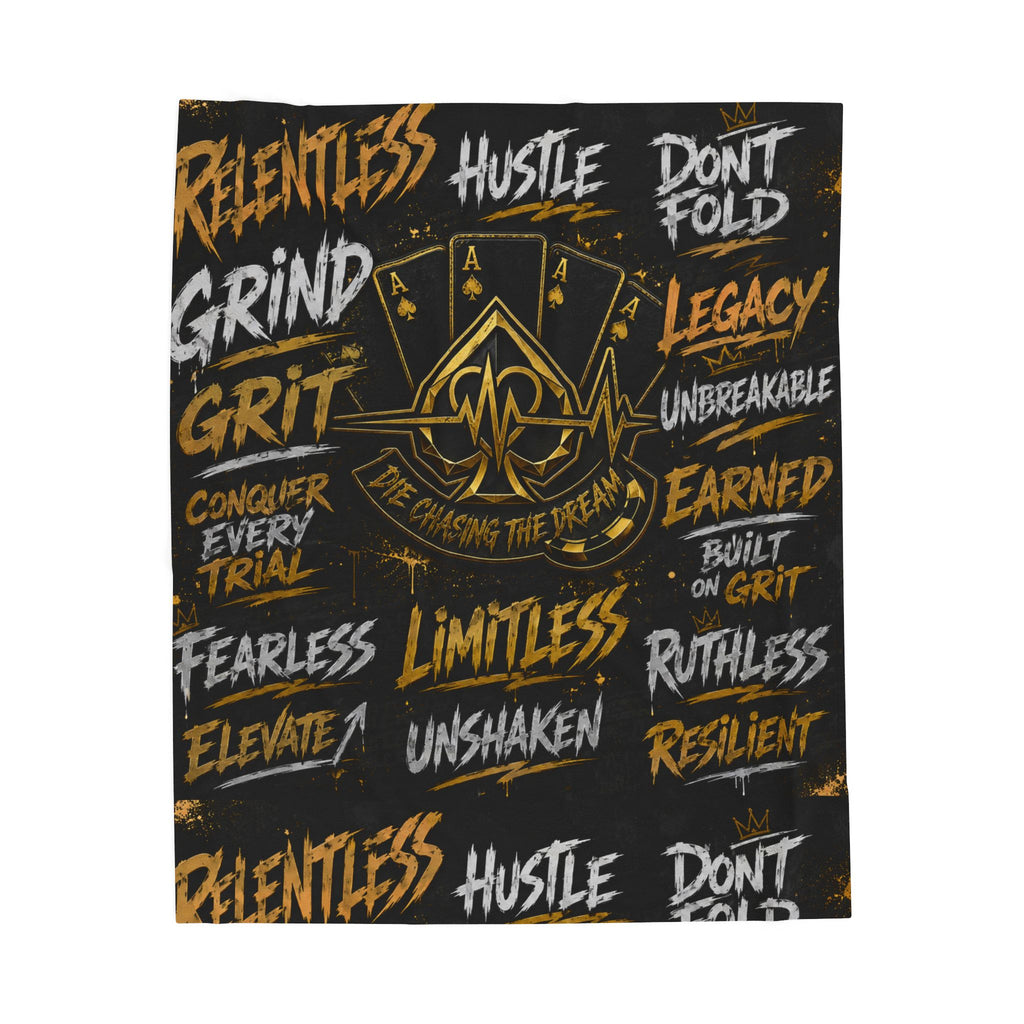 Motivational 'Relentless Hustle' Velveteen Plush Blanket — Inspirational Sports & Gym Throw