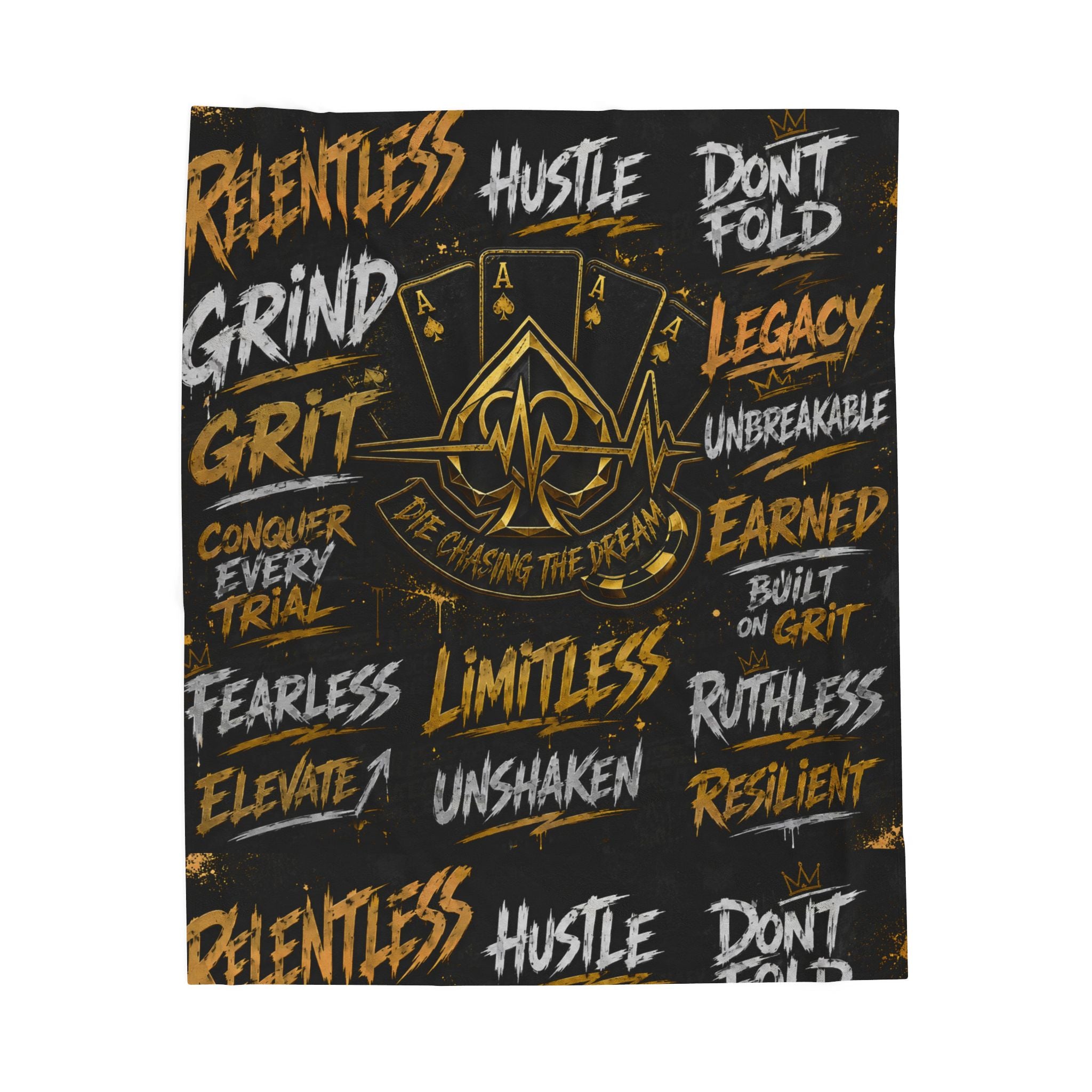 Motivational 'Relentless Hustle' Velveteen Plush Blanket — Inspirational Sports & Gym Throw
