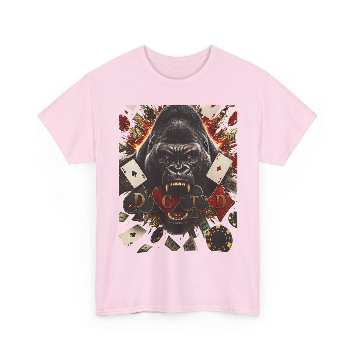 Gorilla Ace Graphic Tee — Playing Cards & Wild King Design