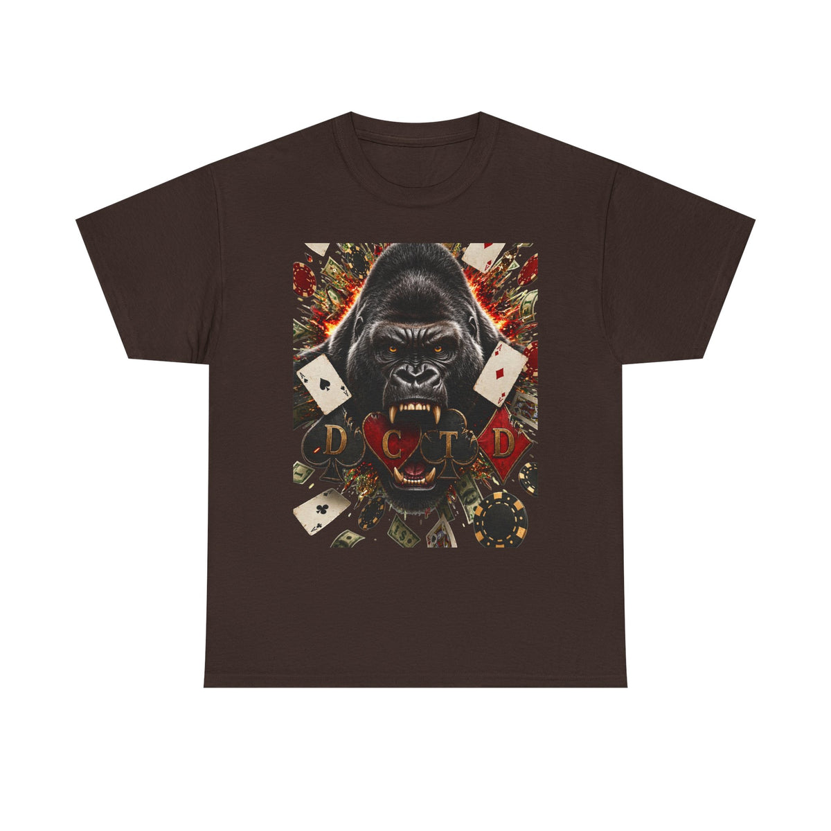Gorilla Ace Graphic Tee — Playing Cards & Wild King Design