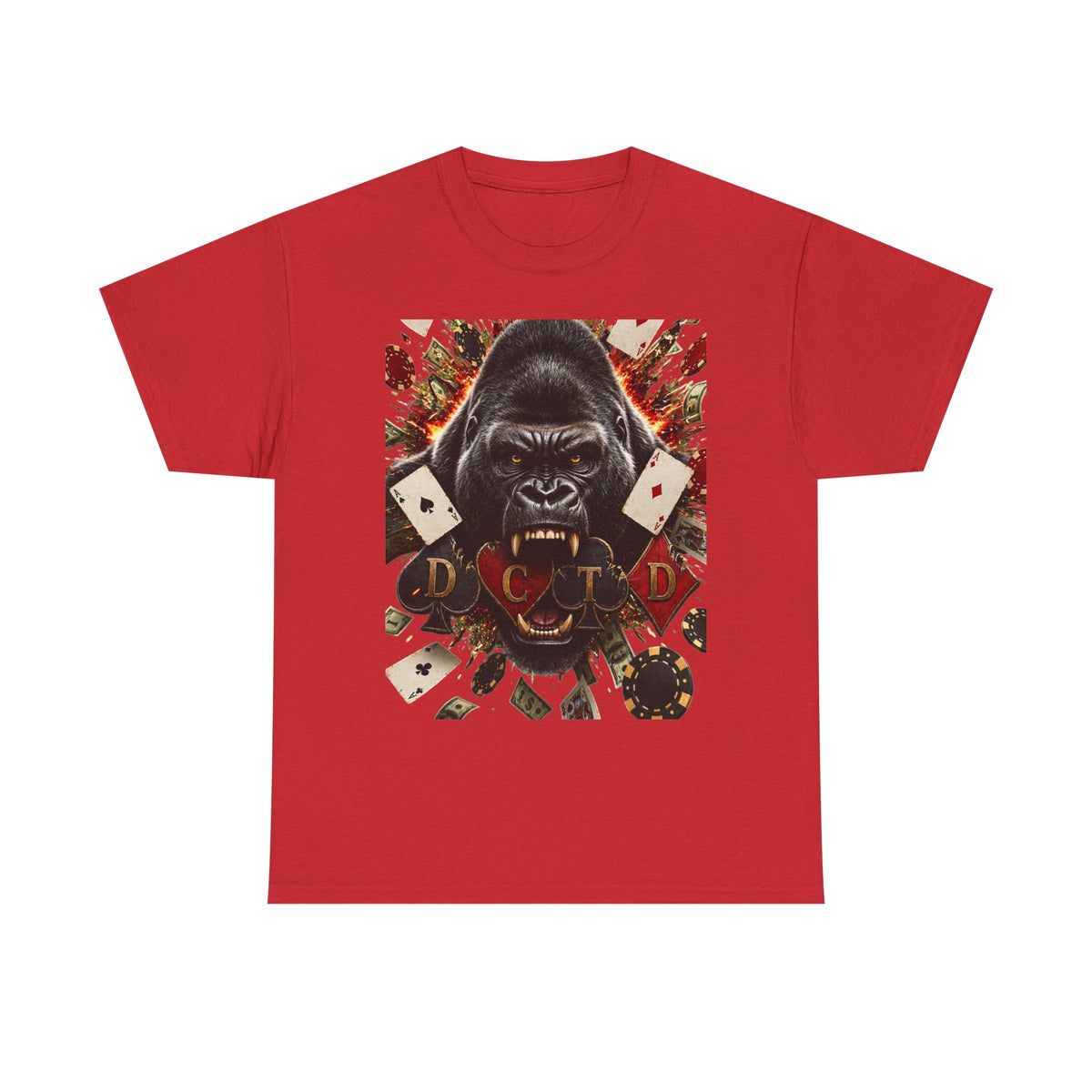 Gorilla Ace Graphic Tee — Playing Cards & Wild King Design