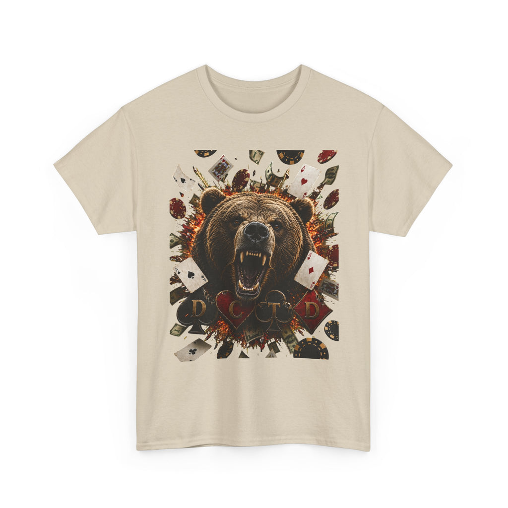 Bear Poker Tee — Roaring Bear with Playing Cards Graphic T-Shirt