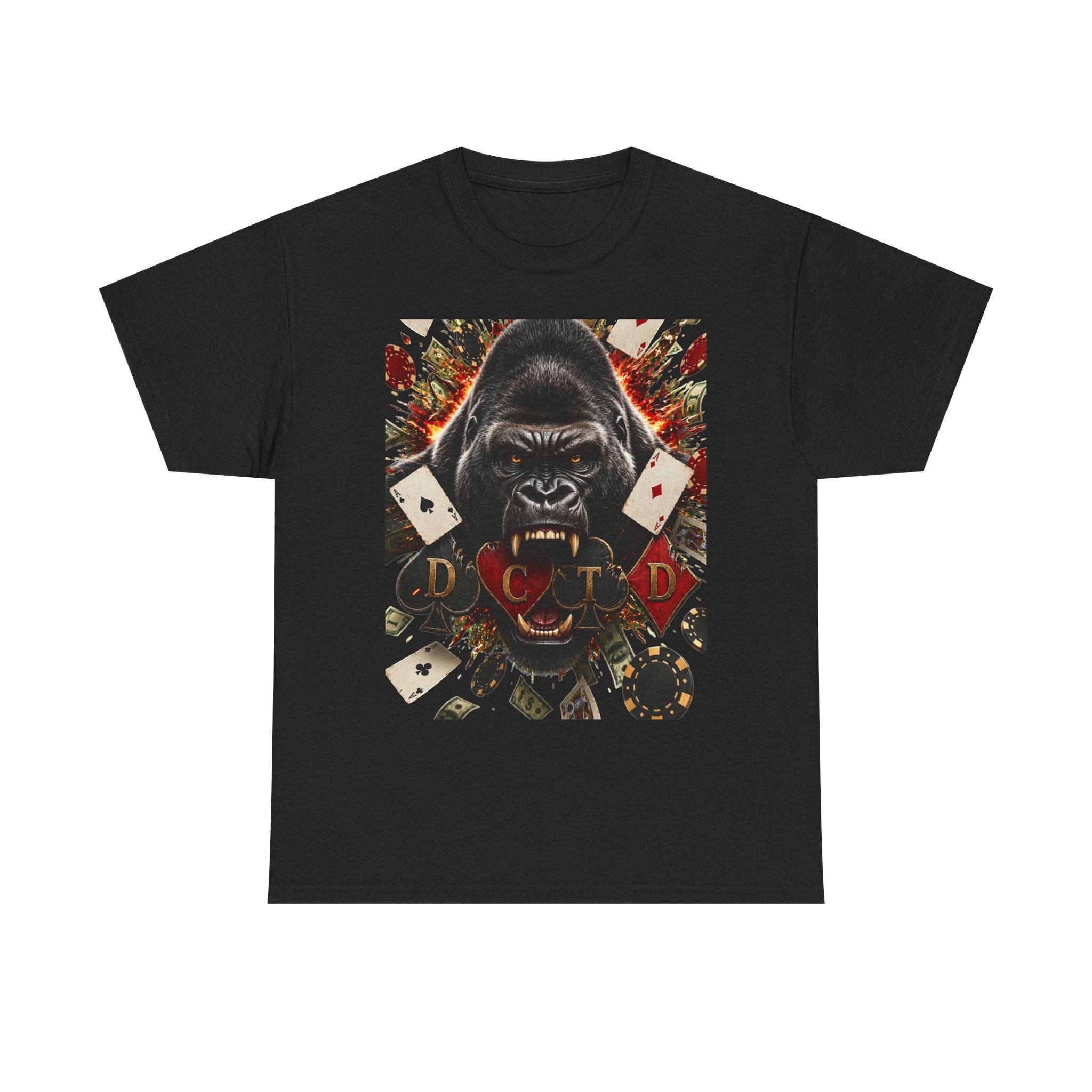 Gorilla Ace Graphic Tee — Playing Cards & Wild King Design
