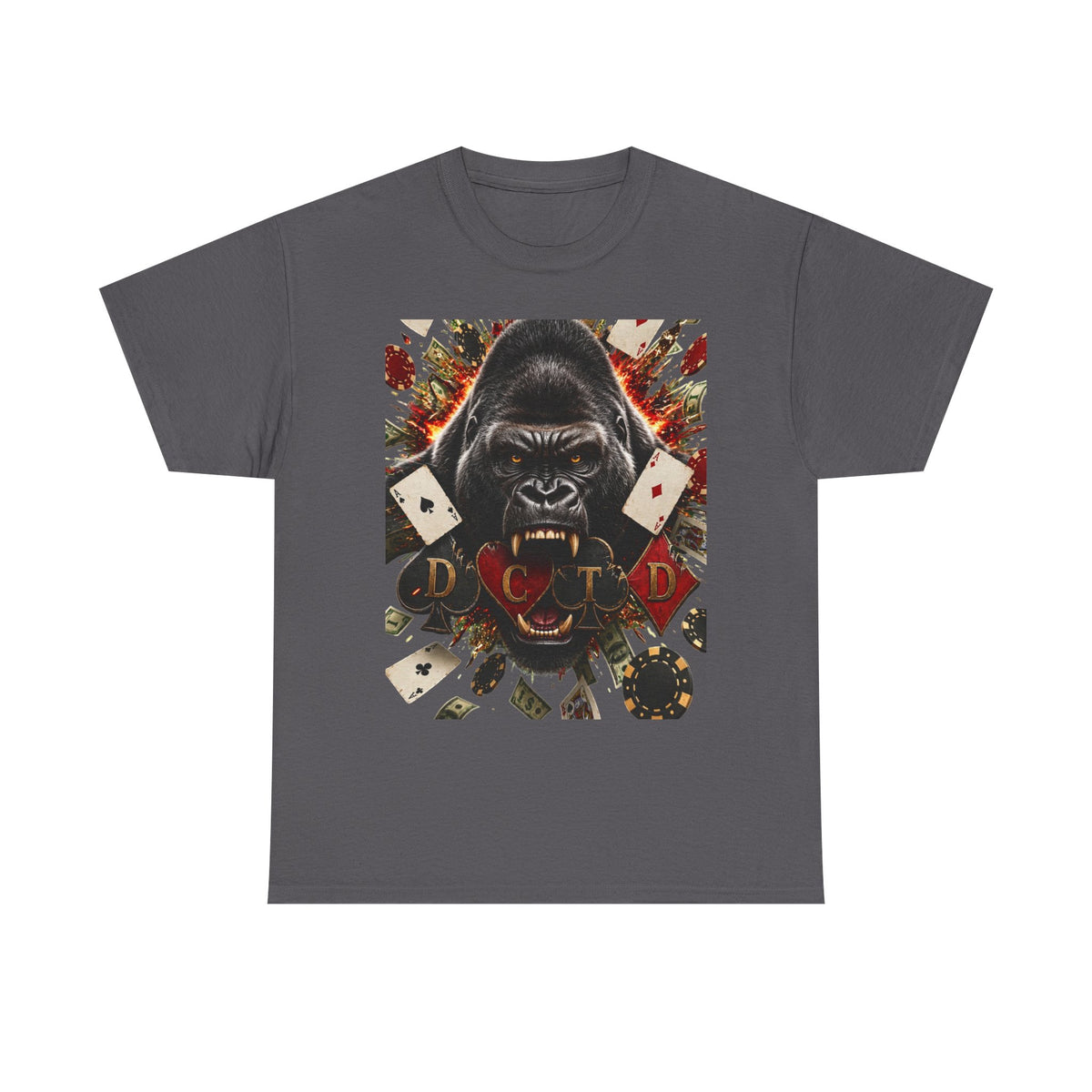 Gorilla Ace Graphic Tee — Playing Cards & Wild King Design