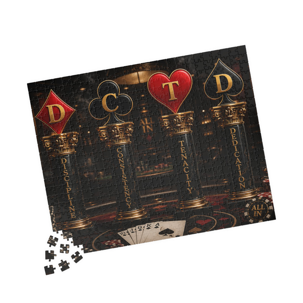 All In Playing Card Motif Puzzle — Discipline, Consistency, Tenacity, Dedication (520–1014 pcs)