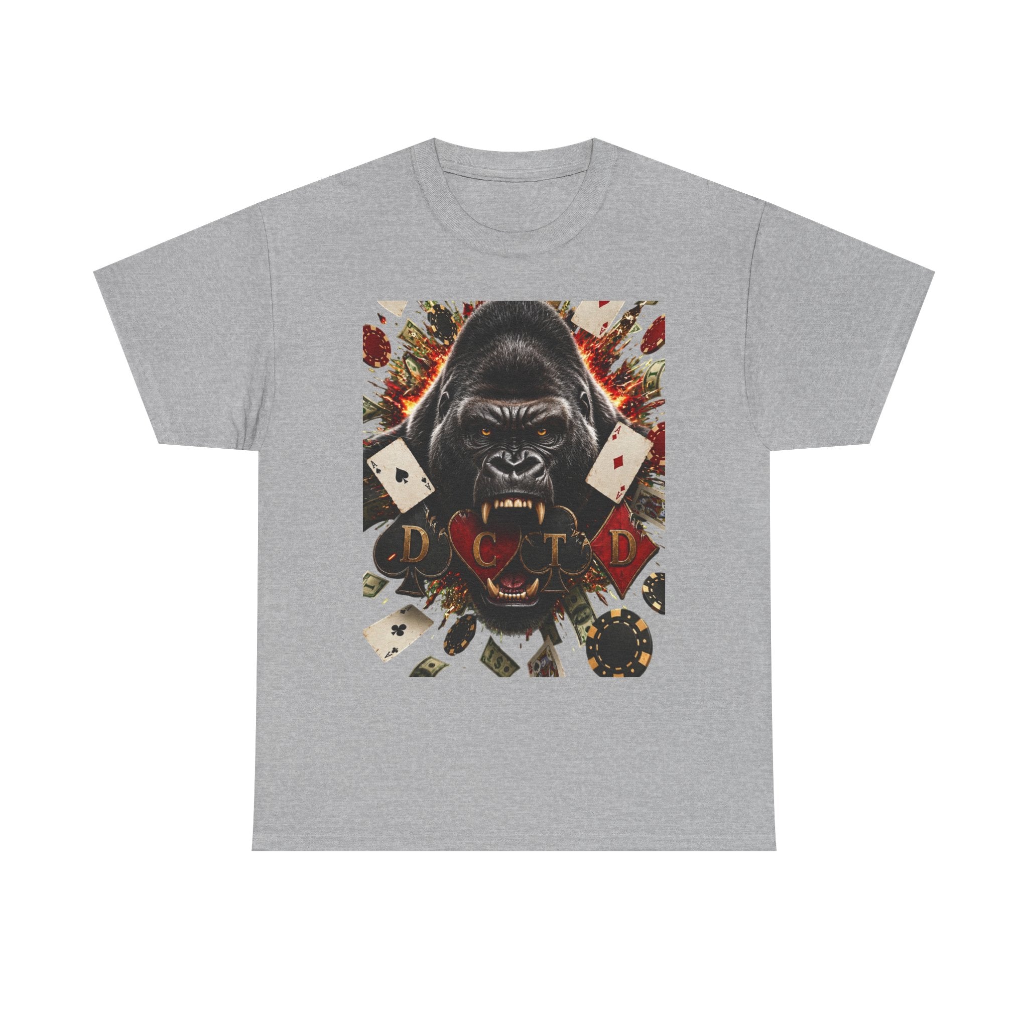 Gorilla Ace Graphic Tee — Playing Cards & Wild King Design