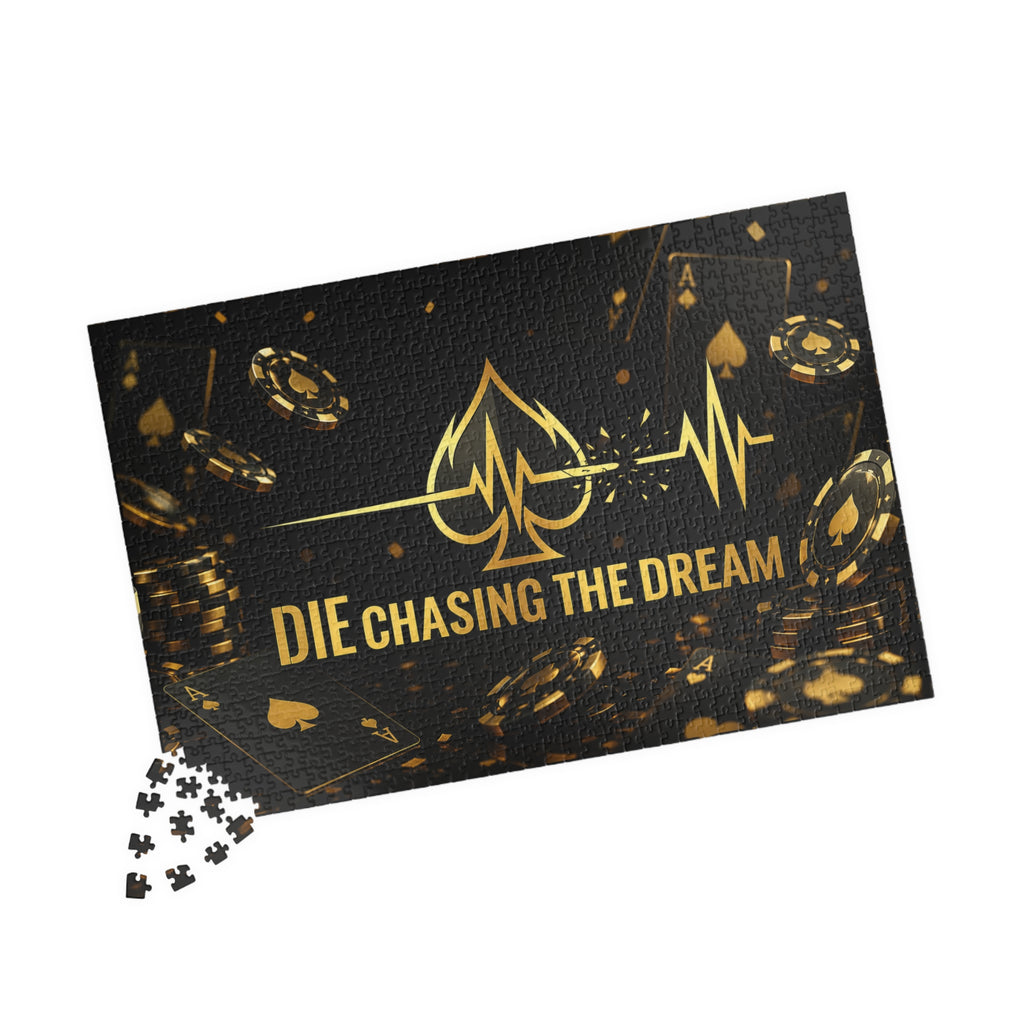 Die Chasing The Dream Poker Puzzle — Gold Spade Card Game Jigsaw (110–1014 pcs)