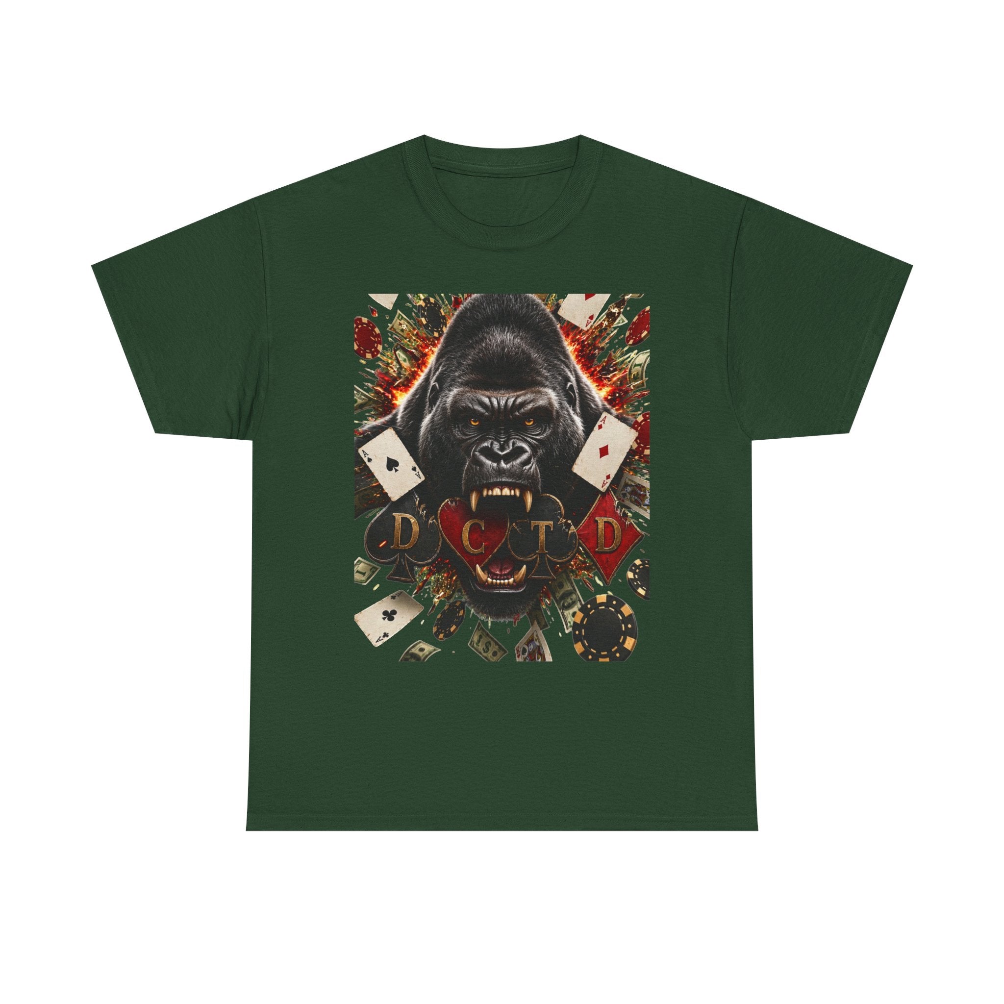 Gorilla Ace Graphic Tee — Playing Cards & Wild King Design