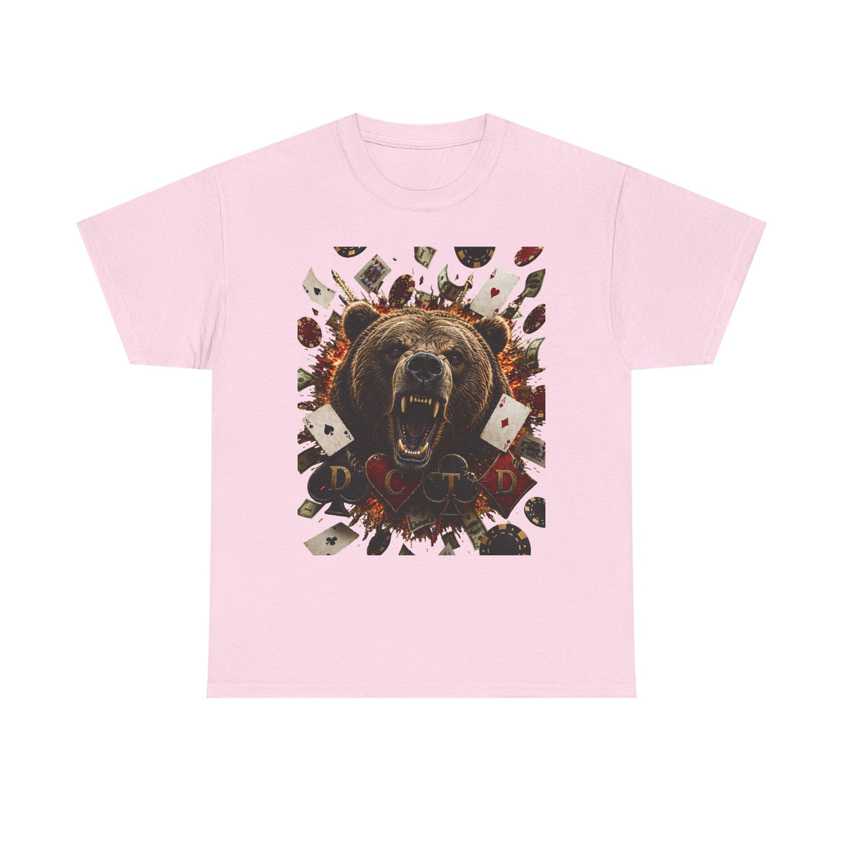 Bear Poker Tee — Roaring Bear with Playing Cards Graphic T-Shirt