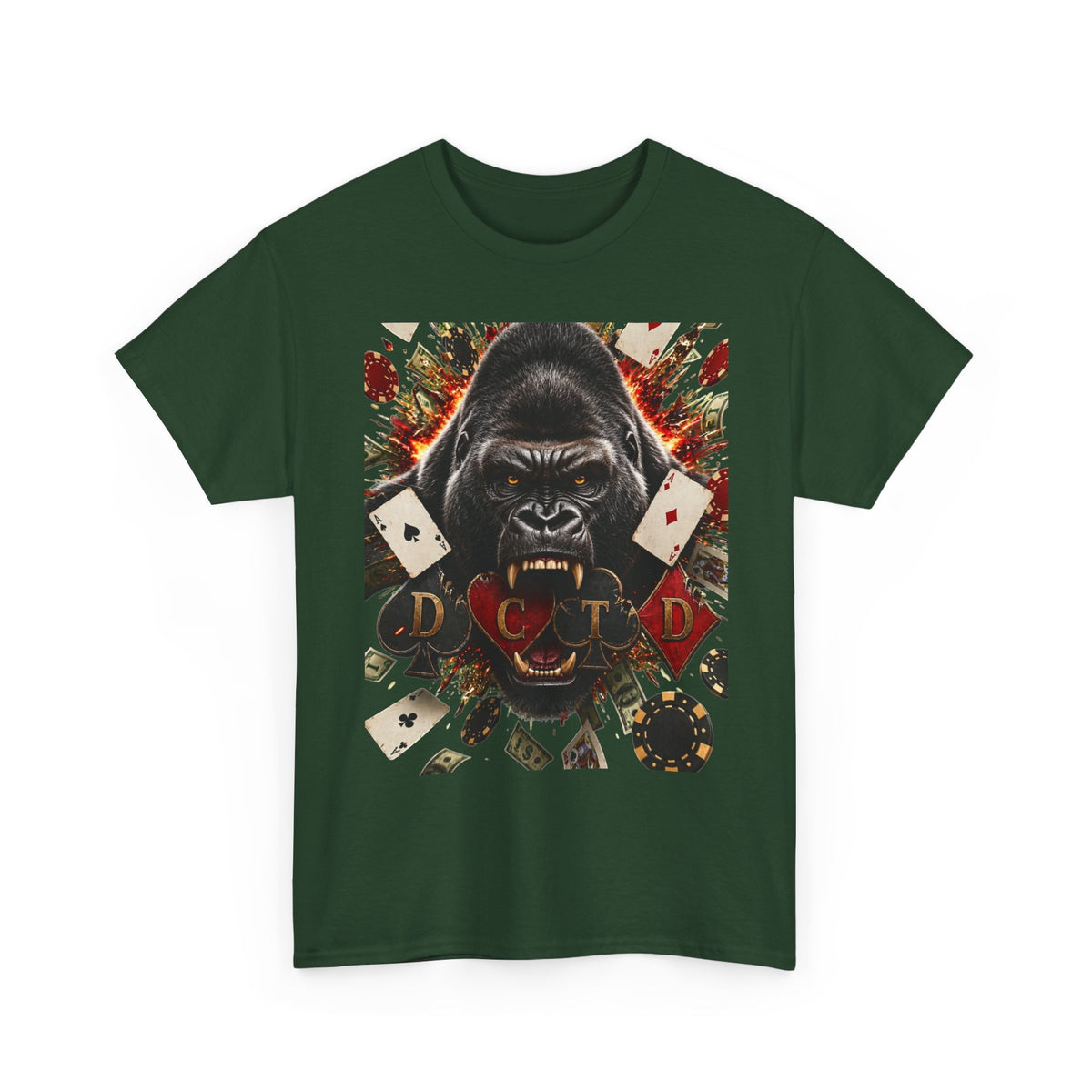 Gorilla Ace Graphic Tee — Playing Cards & Wild King Design