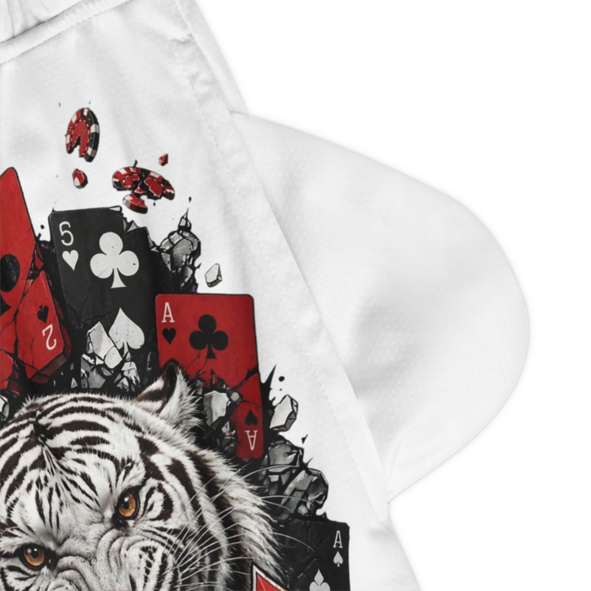 Tiger & Cards Basketball Shorts — "Die Chasing The Dream" Graphic