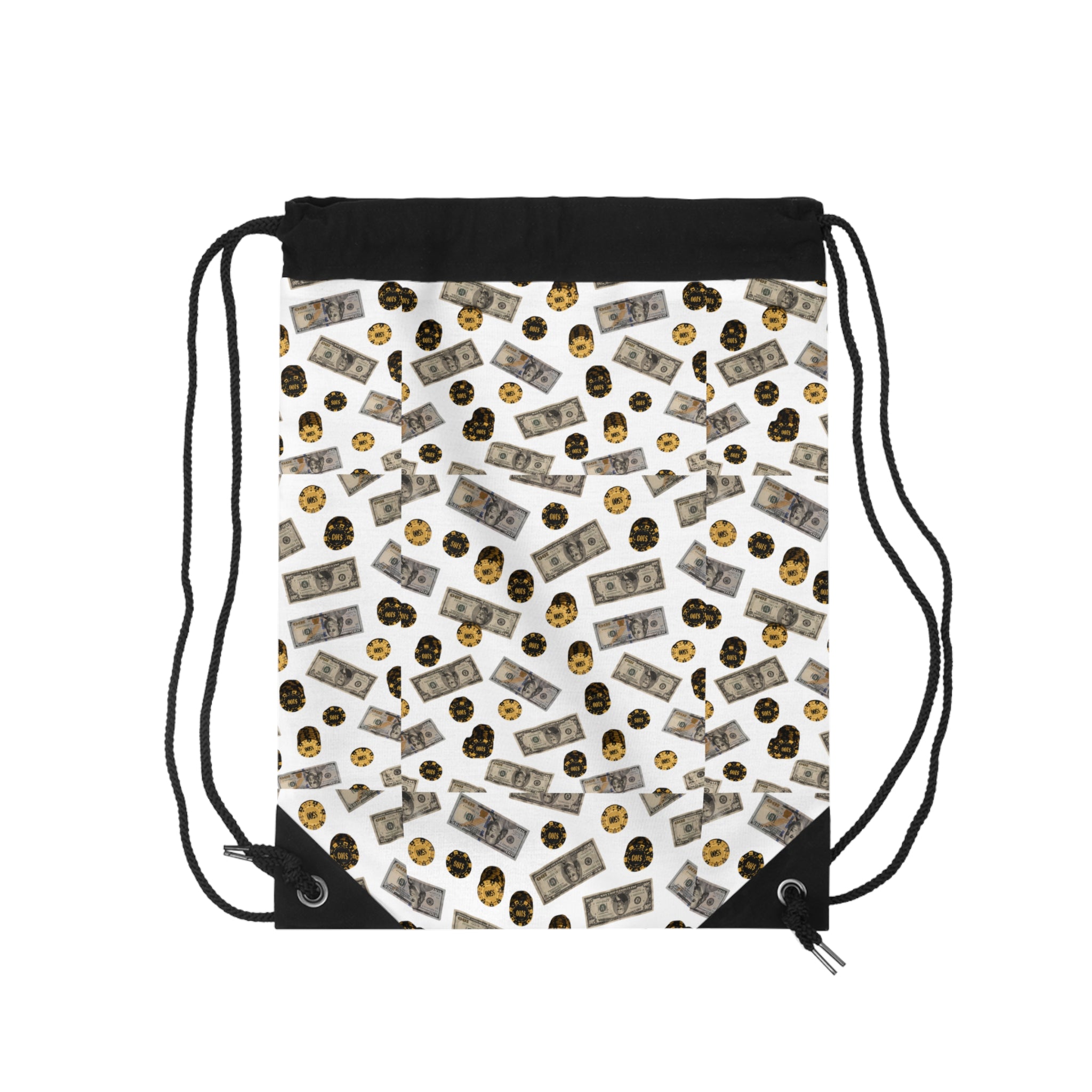 Motivational Gold Money Drawstring Bag — “Die Chasing The Dream” Graphic Gym Sack