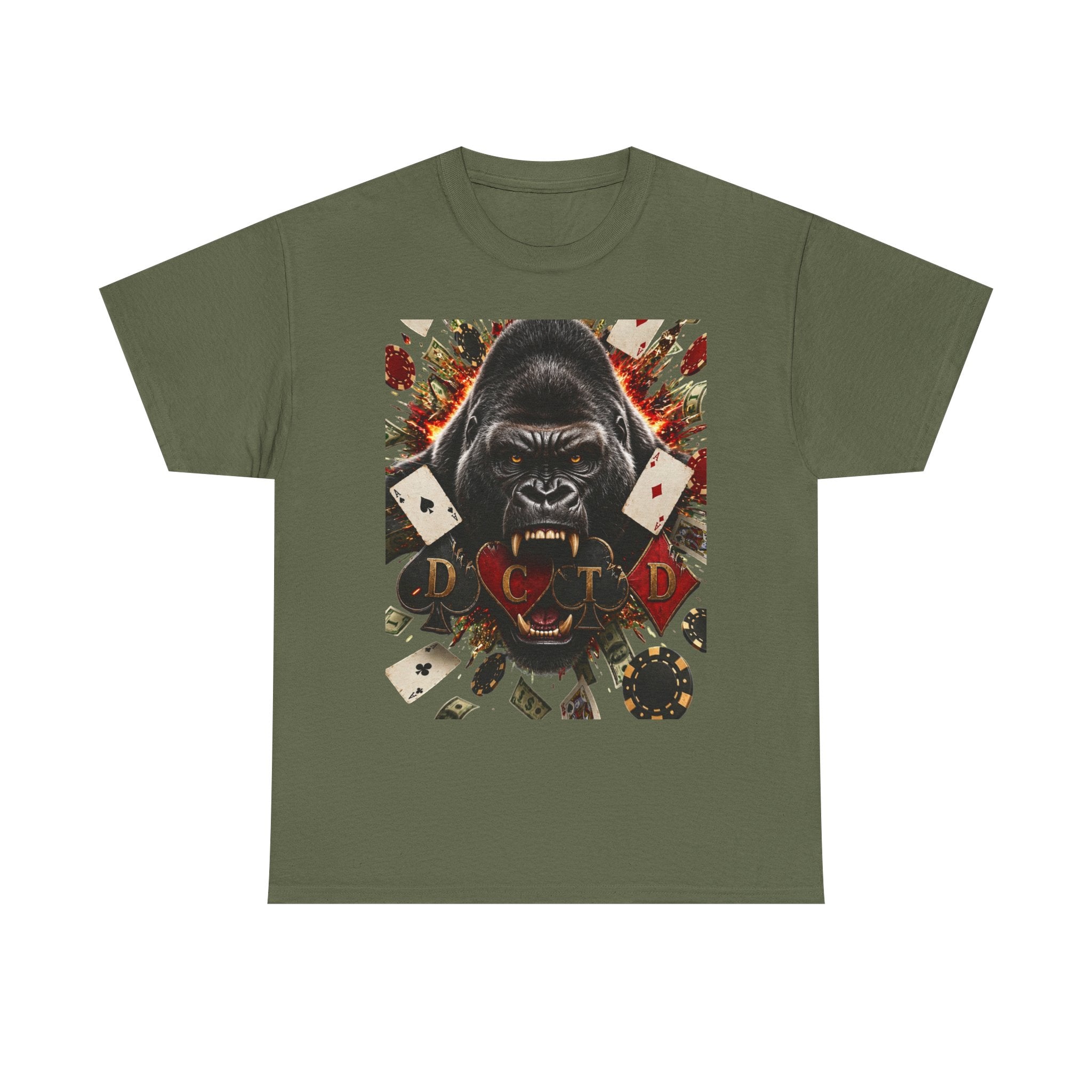 Gorilla Ace Graphic Tee — Playing Cards & Wild King Design