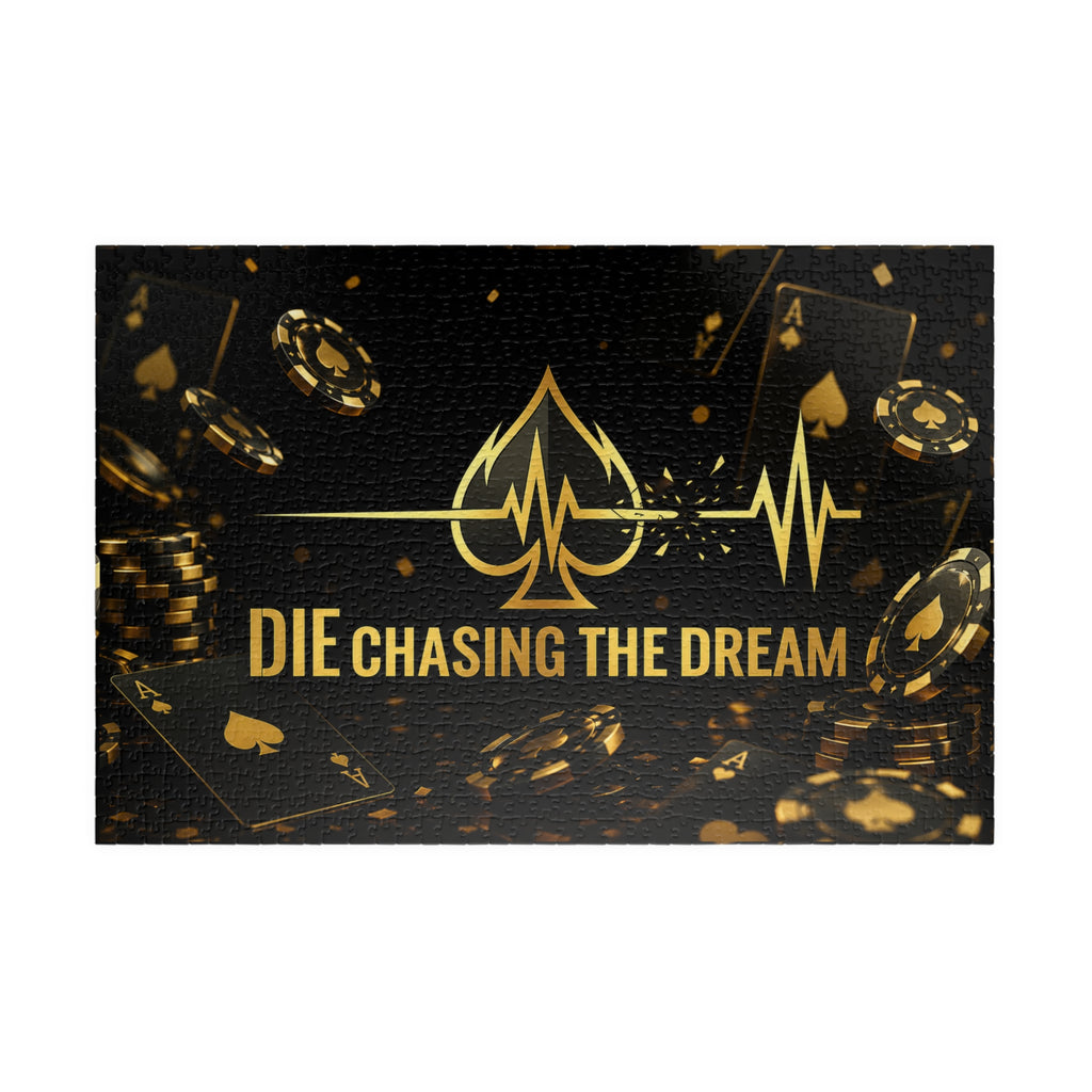 Die Chasing The Dream Poker Puzzle — Gold Spade Card Game Jigsaw (110–1014 pcs)