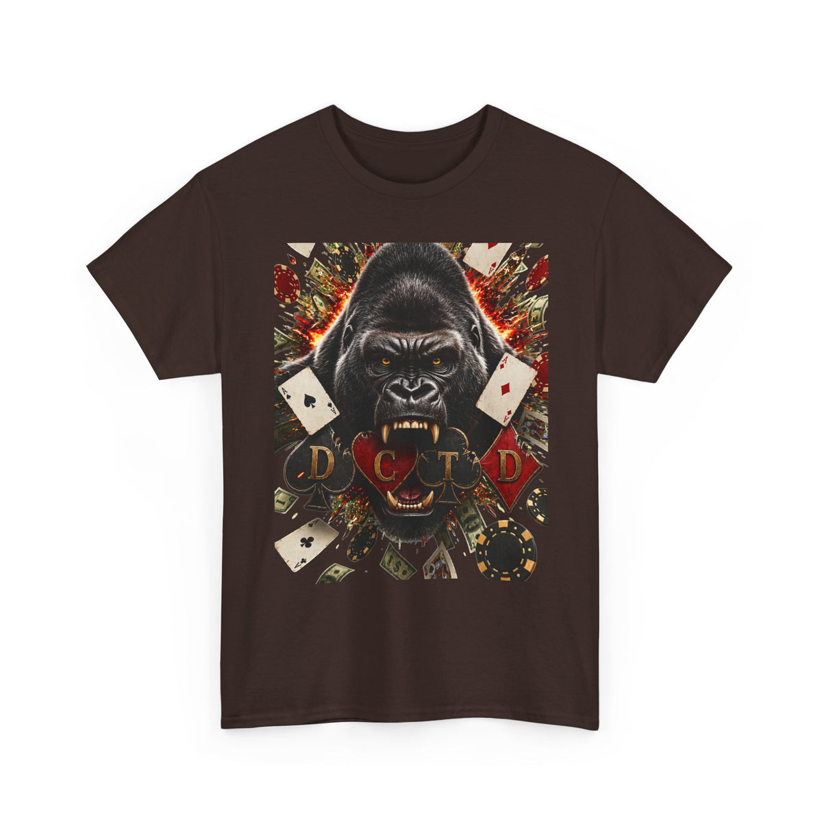 Gorilla Ace Graphic Tee — Playing Cards & Wild King Design