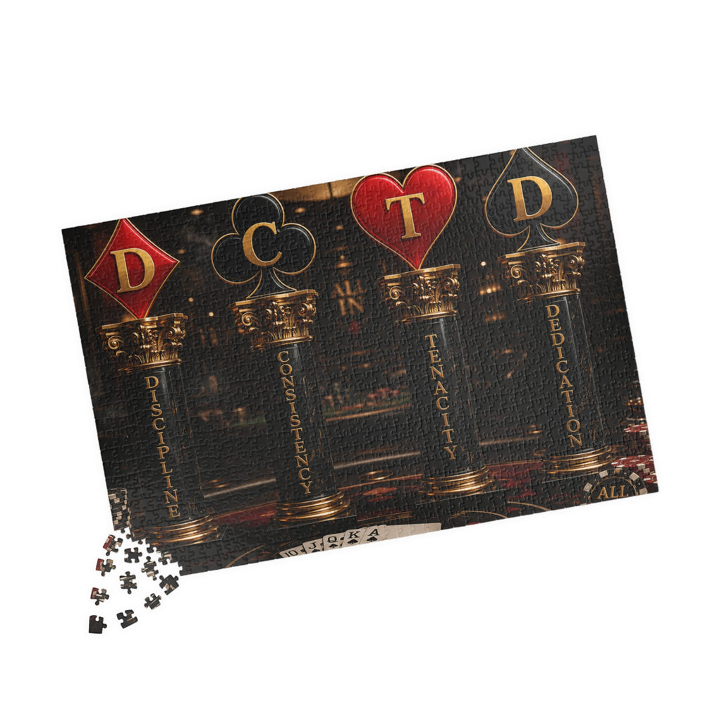 All In Playing Card Motif Puzzle — Discipline, Consistency, Tenacity, Dedication (520–1014 pcs)