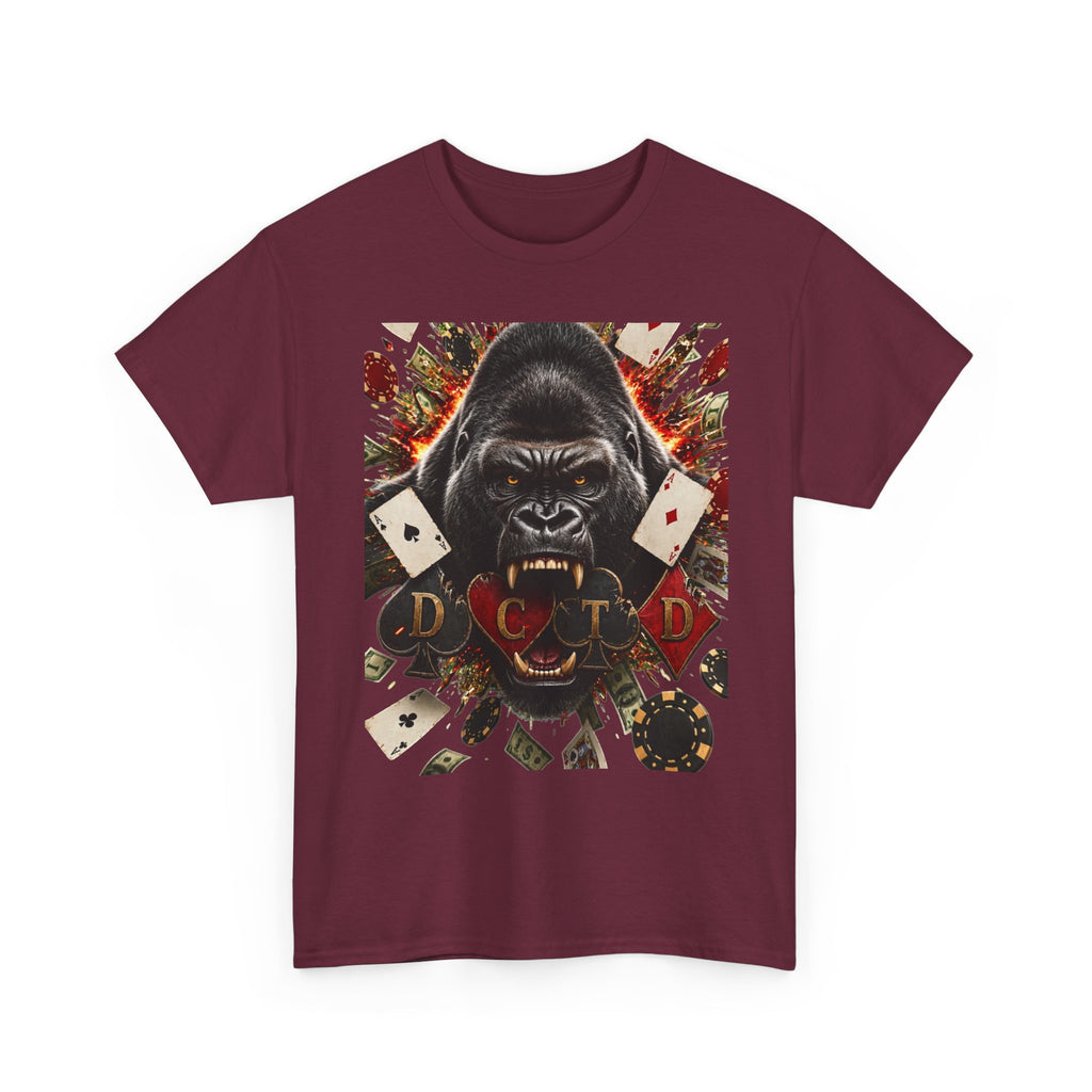 Gorilla Ace Graphic Tee — Playing Cards & Wild King Design