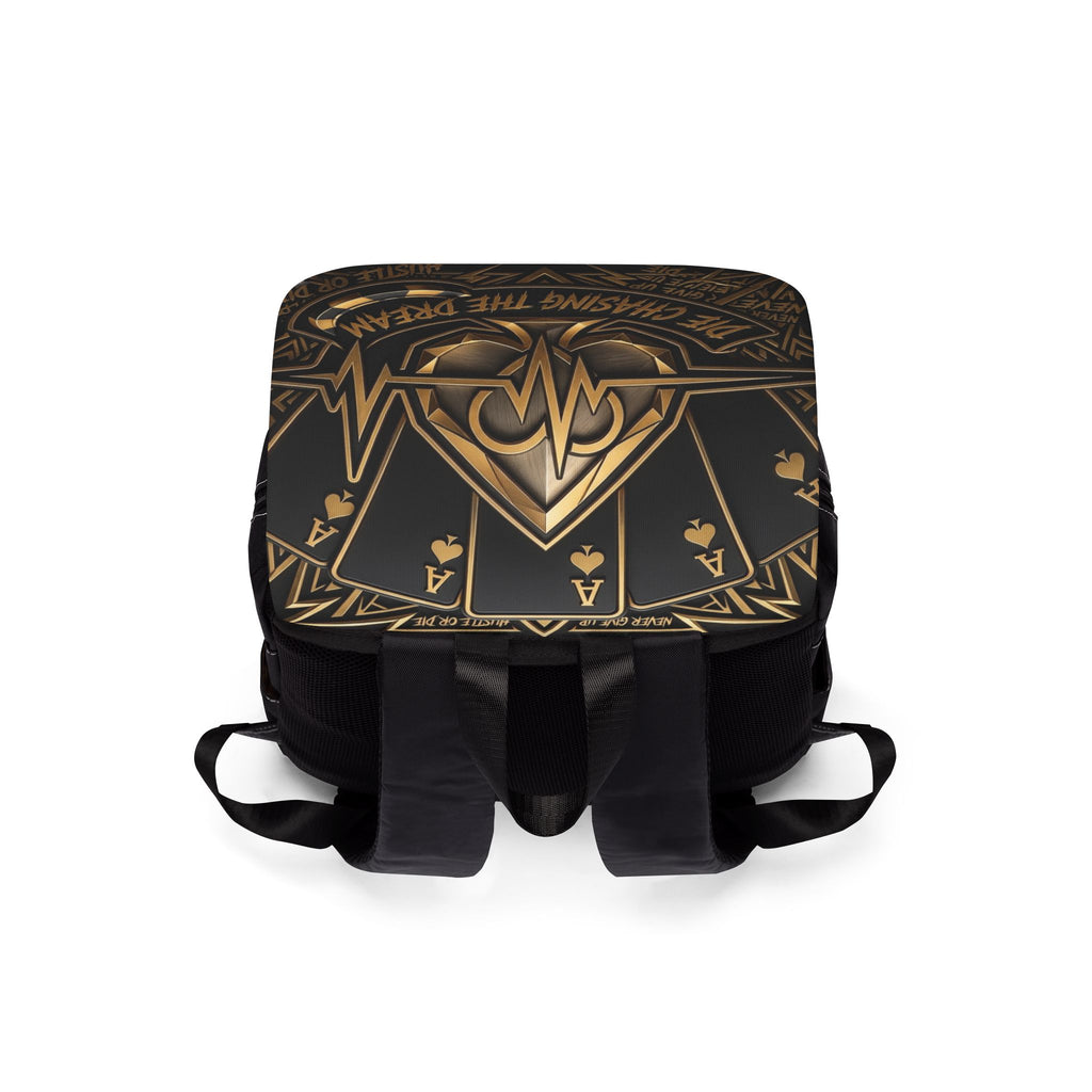Motivational 'Chase the Dream' Leather-Accent Backpack