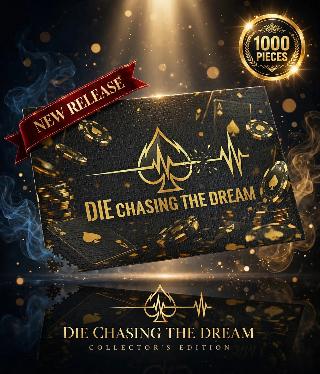Die Chasing The Dream Poker Puzzle — Gold Spade Card Game Jigsaw (110–1014 pcs)