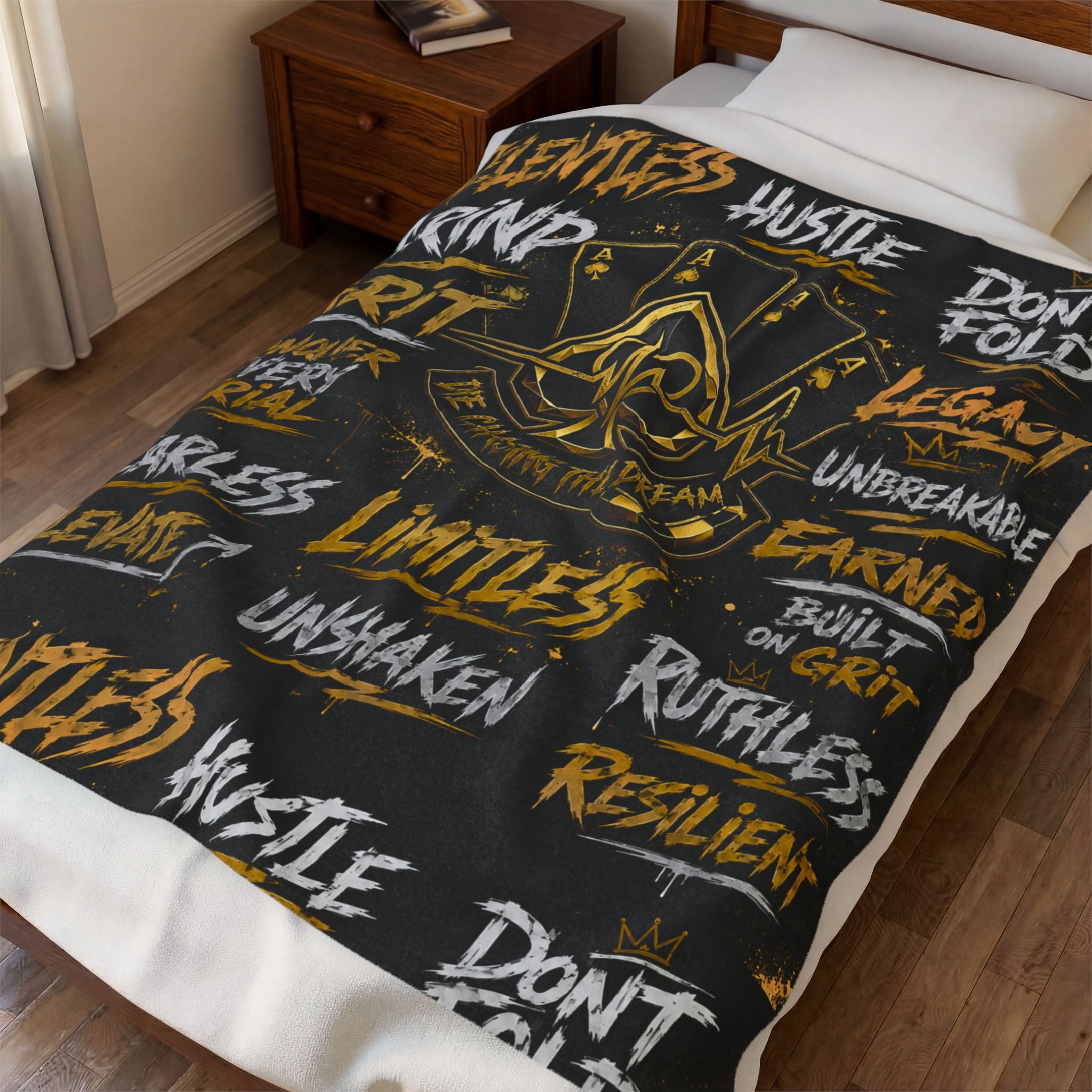 Motivational 'Relentless Hustle' Velveteen Plush Blanket — Inspirational Sports & Gym Throw