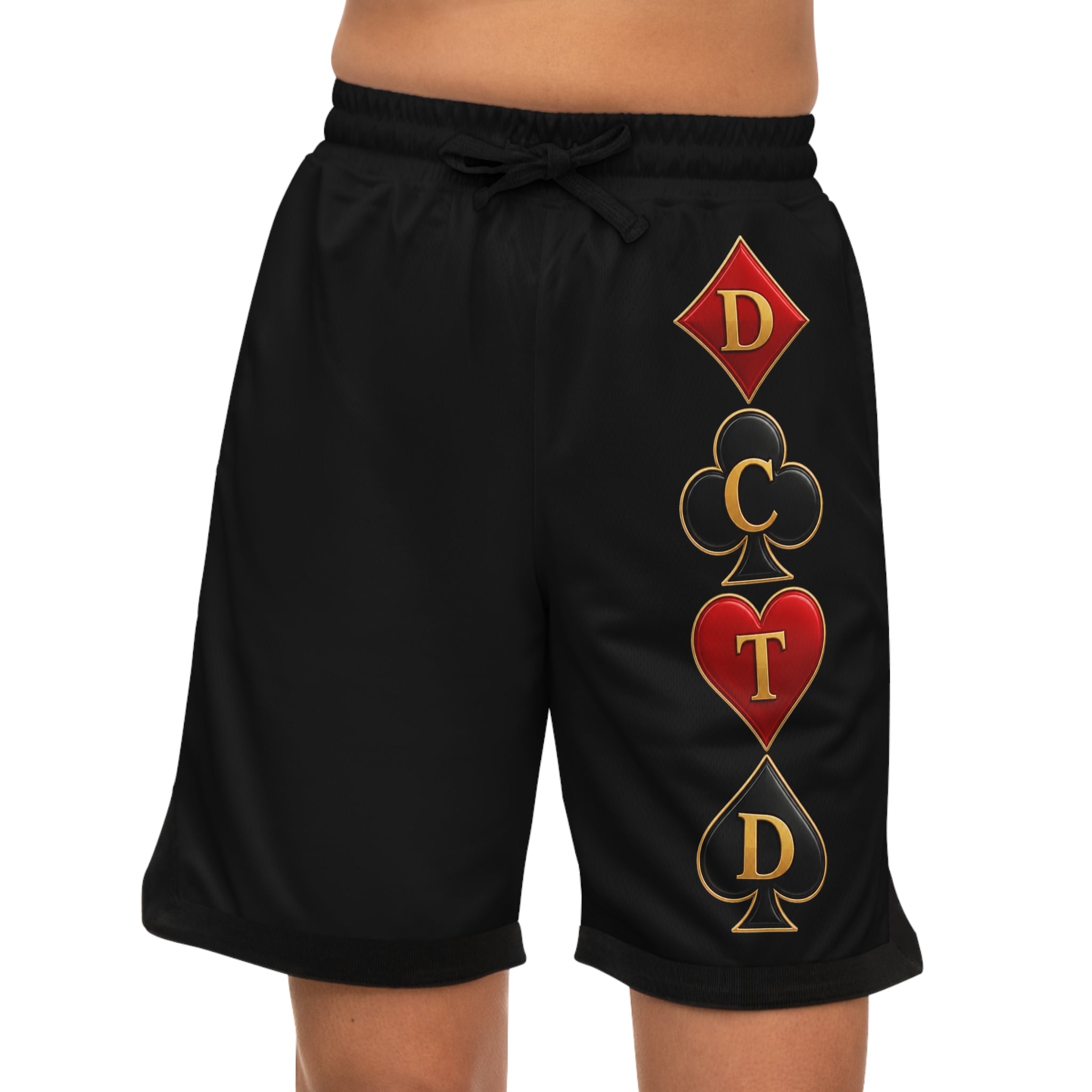 Playing Card Suit Basketball Shorts — DCT Vertical Emblem