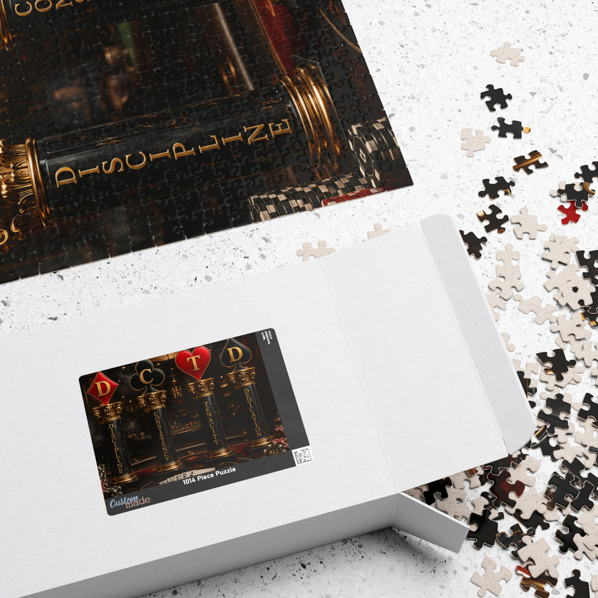 All In Playing Card Motif Puzzle — Discipline, Consistency, Tenacity, Dedication (520–1014 pcs)