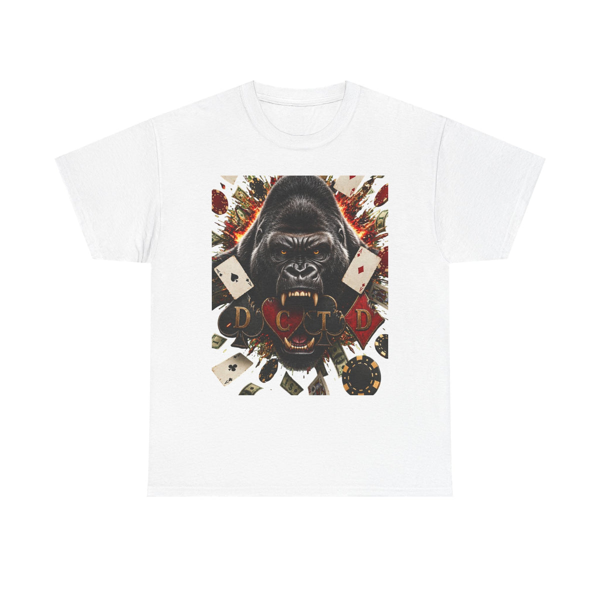 Gorilla Ace Graphic Tee — Playing Cards & Wild King Design