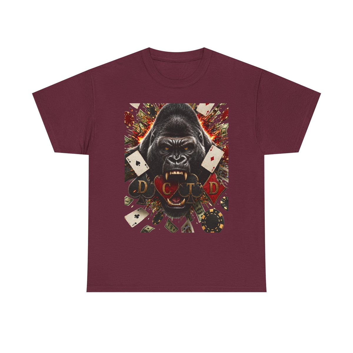 Gorilla Ace Graphic Tee — Playing Cards & Wild King Design