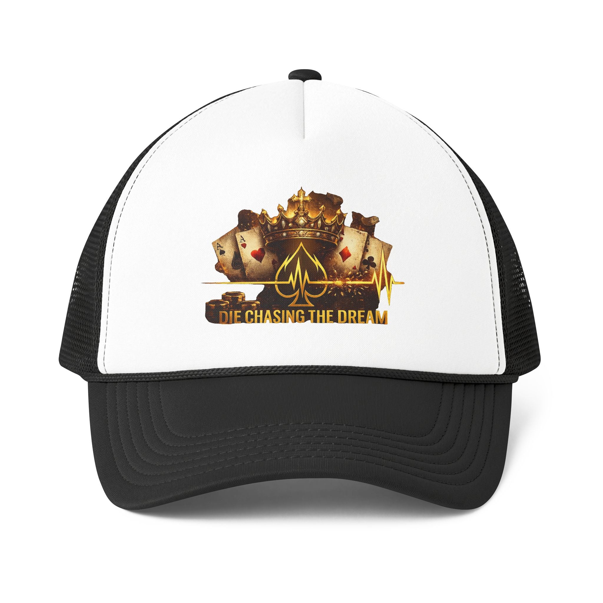 Die Chasing The Dream Poker Card Crown Design Trucker Hat