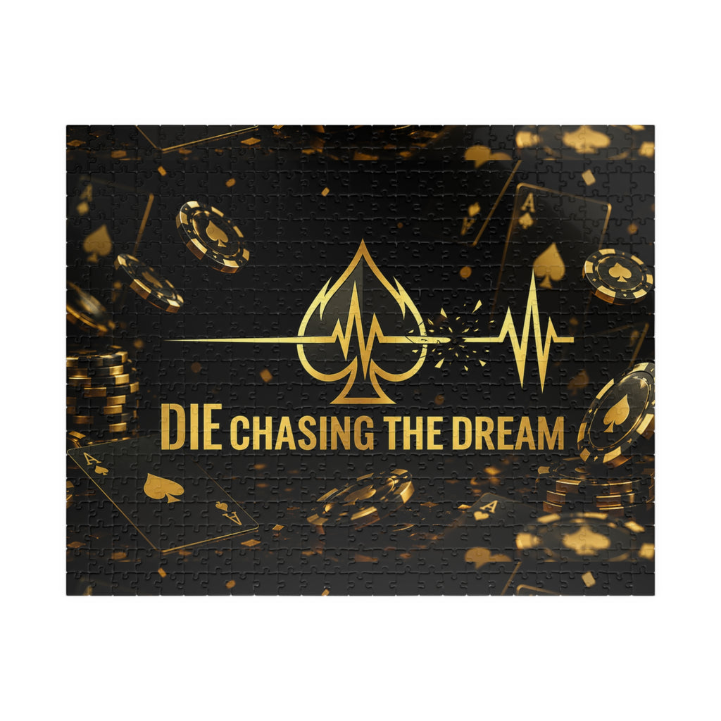 Die Chasing The Dream Poker Puzzle — Gold Spade Card Game Jigsaw (110–1014 pcs)